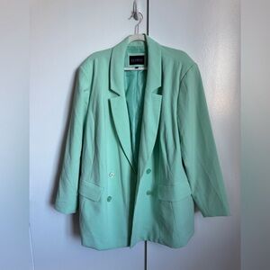 Eloquii Women Double Breasted Mint Green Blazer Jacket Size 20 Casual Office